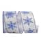 Reliant 2.5" x 20yd. Blue & Silver Glitter Snowflakes Glimmer Wired Ribbon